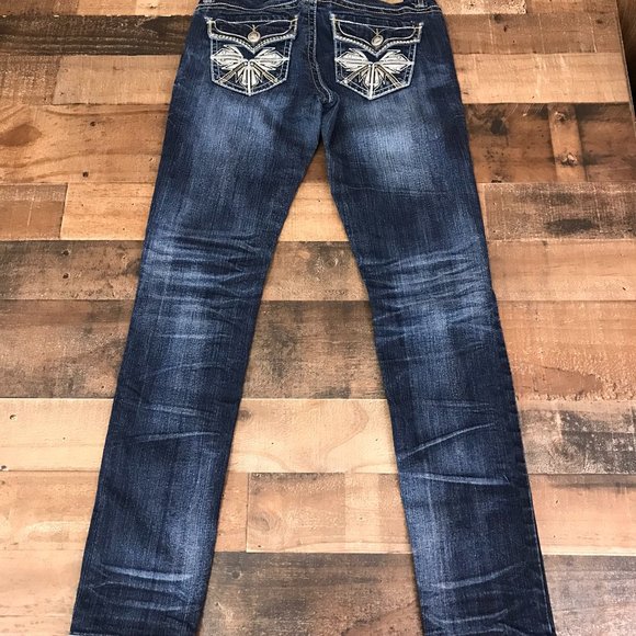 Red Camel Embellished Flap Pocket Skinny Jeans - Picture 15 of 15